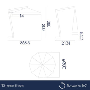 Ombrellone Decentrato da Giardino Ø3m Braccio in Legno Ecrù