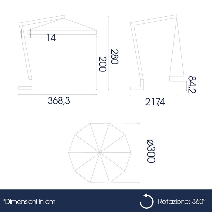 Ombrellone Decentrato da Giardino Ø3m Braccio in Legno Ecrù