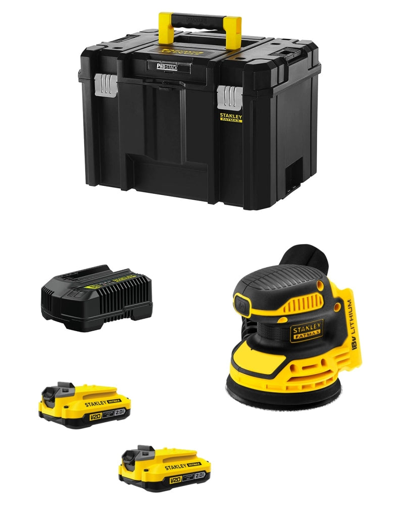 Levigatrice Roto-orbitale STANLEY FatMax SFMCW220D2T (2 x 2,0 Ah + Caricabatteria + TSTAK VI)