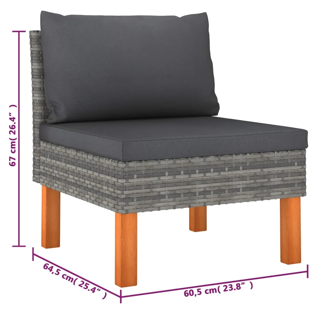 Set Divani da Giardino 6 pz con Cuscini in Polyrattan Grigio 3059713