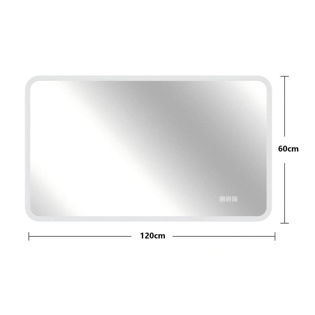 Specchio bagno LED 60x120 cm, vetro satinato, antiappannamento, 3 luci, dimmerabile, IP44