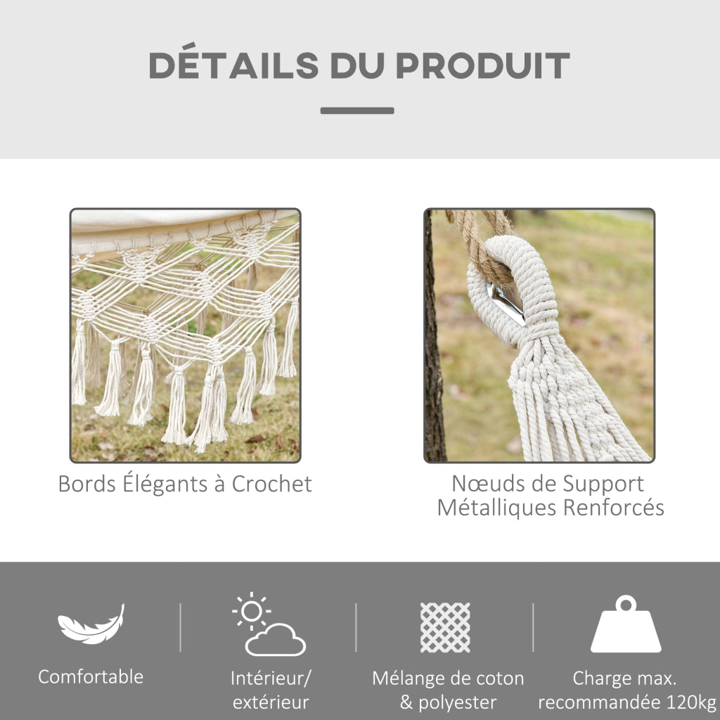 Amaca da Viaggio Portatile ¨C zephmum ¨C Beige 2.88x1.5m Coton Polyester