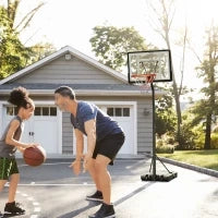 Canestro Basket per Adulti con Altezza Regolabile 302-352cm, Struttura in Acciaio, PE e PVC, Nero