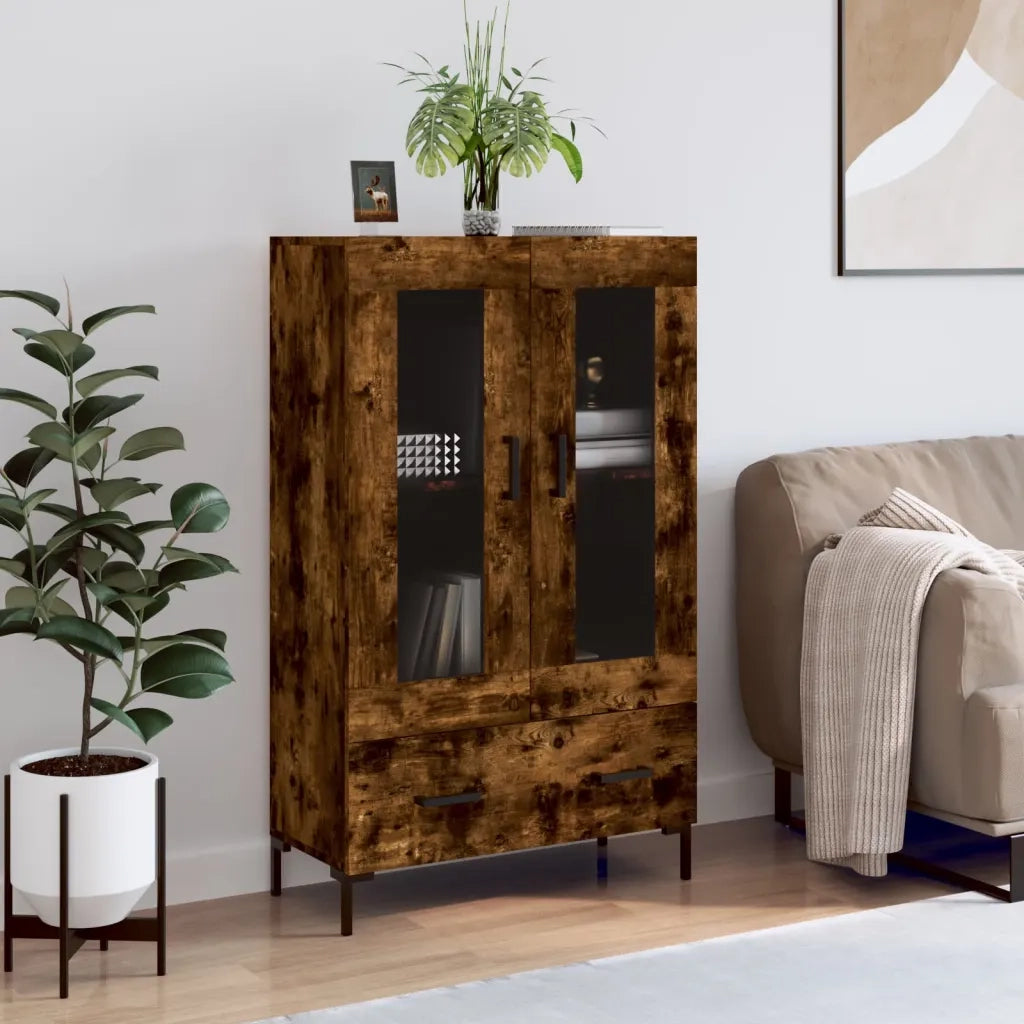 Credenza | Madia | Buffet da pranzo | Armadio da pranzo Rovere Fumo 69,5x31x115 cm in Legno Multistrato
