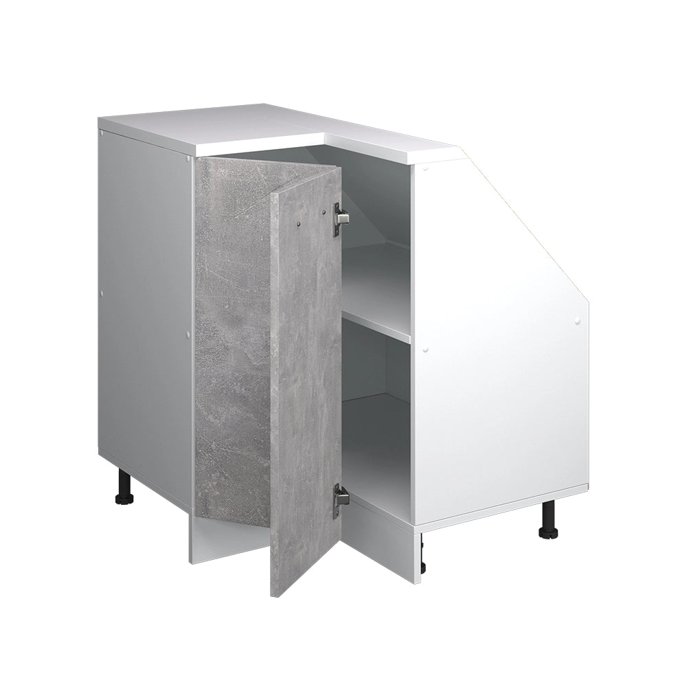 Mobile cucina angolare per sottotetto R-Line Calcestruzzo/Bianco 75.6 cm con 1 porta Vicco