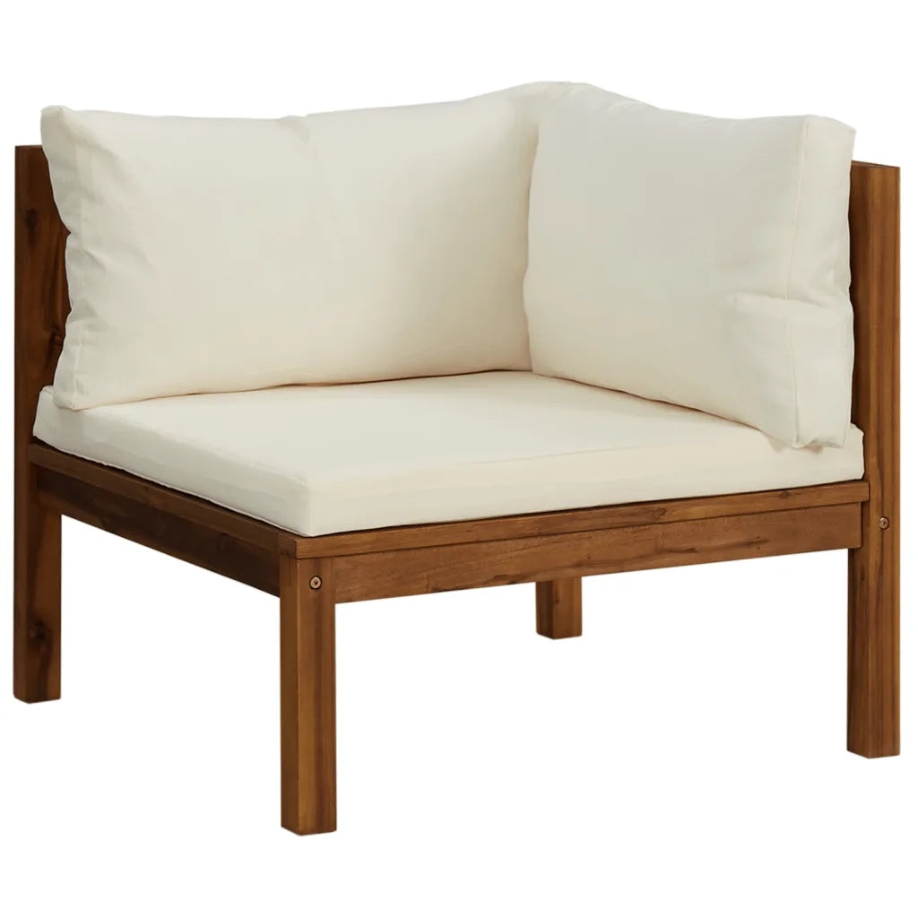 Set Divani da Giardino 9 pz con Cuscini Crema in Legno Acacia 3086945
