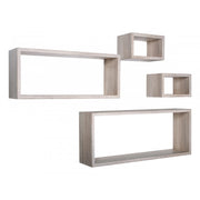 Set 4 Mensole da Muro, Pensile Bagno, Mensola Parete, Scaffale Parete, Rovere Sagerau, 75x30 p15,5 cm, 60x25 p15,5 cm e 2 da 25x15 p15,5 cm - Merlino