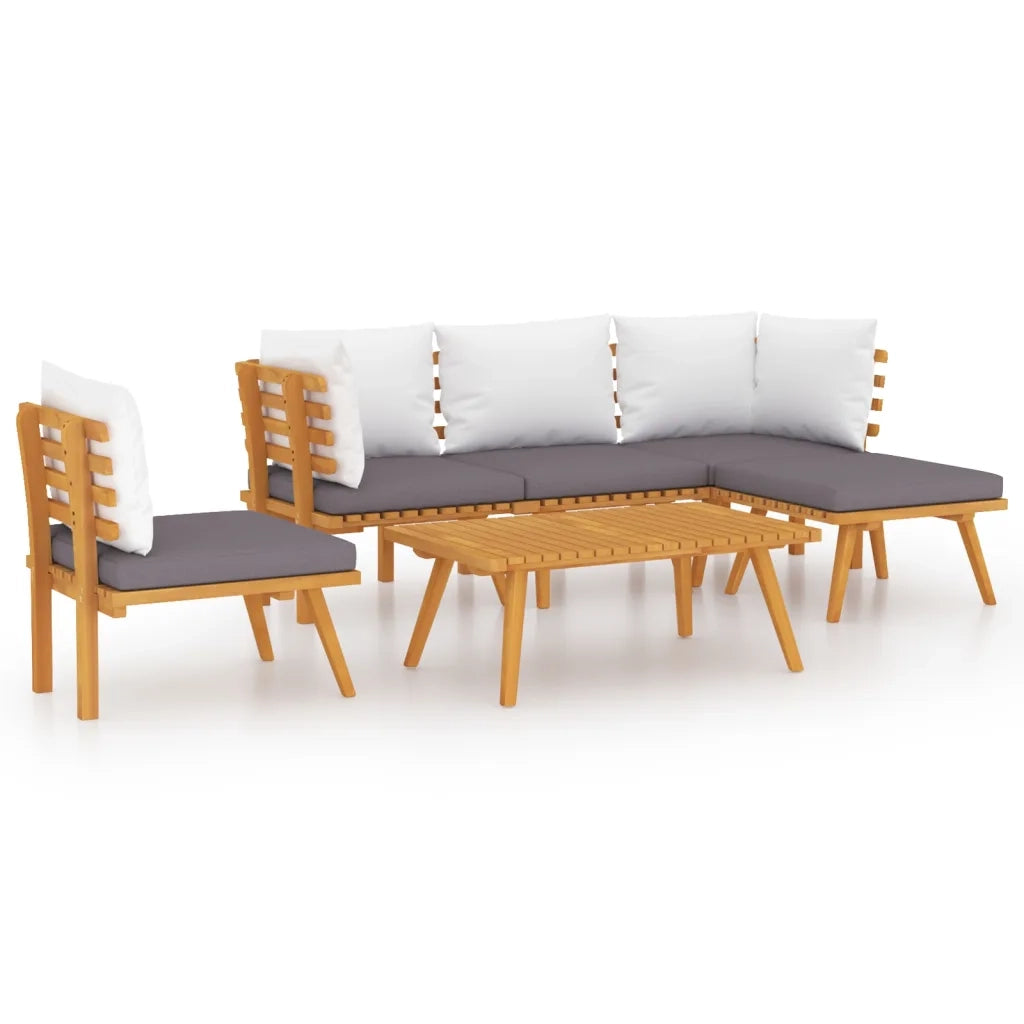 Set Divani da Giardino 6 pz con Cuscini in Massello di Acacia 3087004