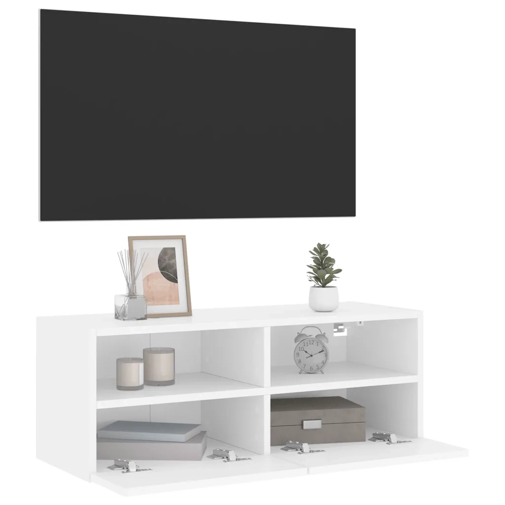 Mobile TV a Parete | Armadietto TV | Mobile Porta TV Bianco 80x30x30 cm in Legno Multistrato