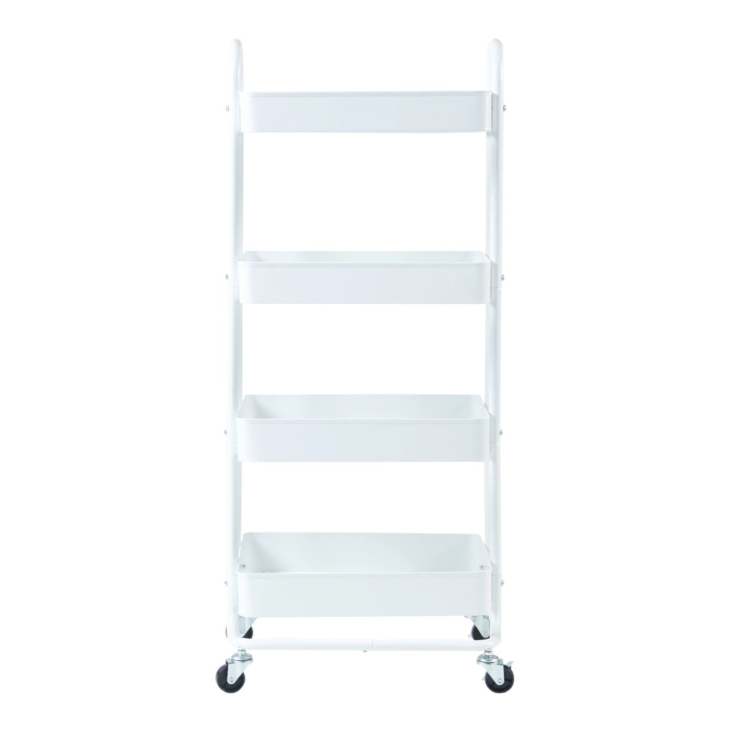 Carrello da Stoccaggio Pyhäntä con 4 Contenitori - Acciaio Bianco [en.casa]