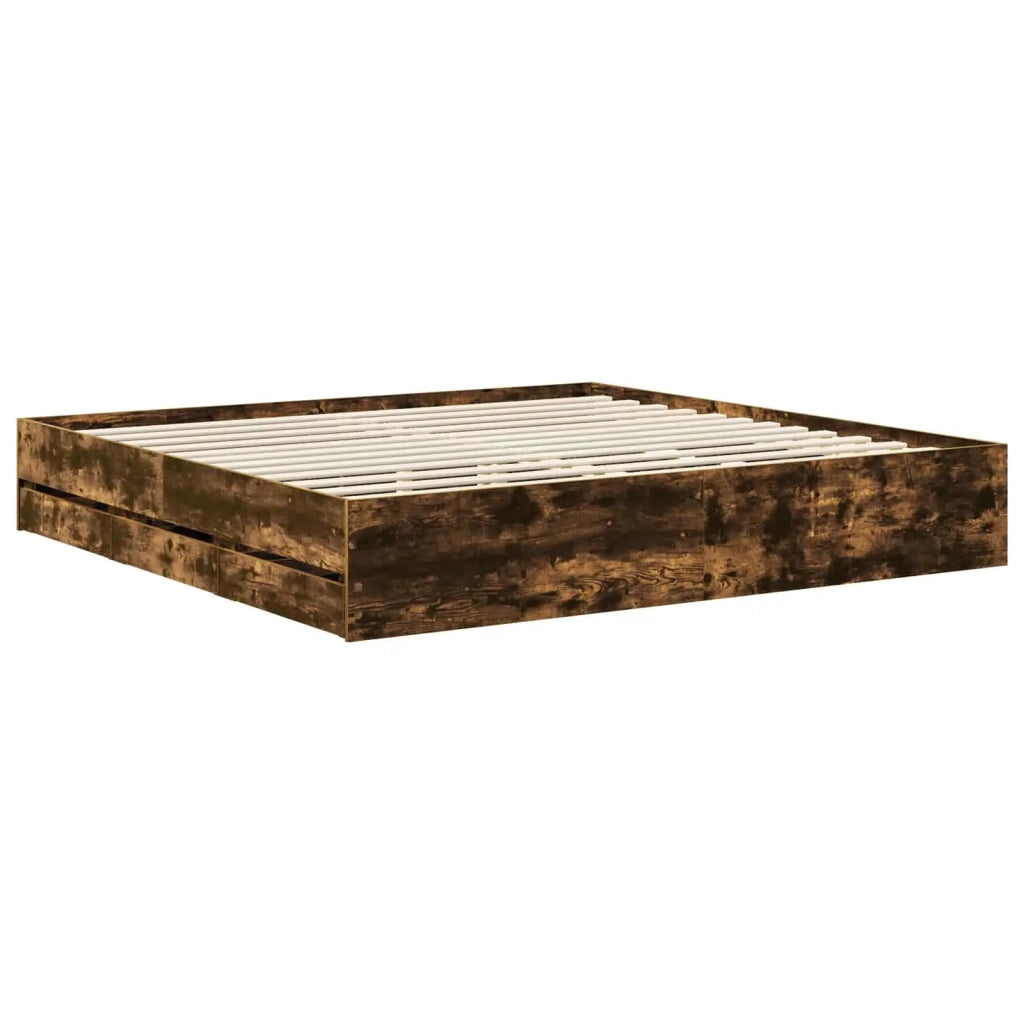 Struttura del letto con cassetto Rovere fumé 200 x 200 cm 3411482