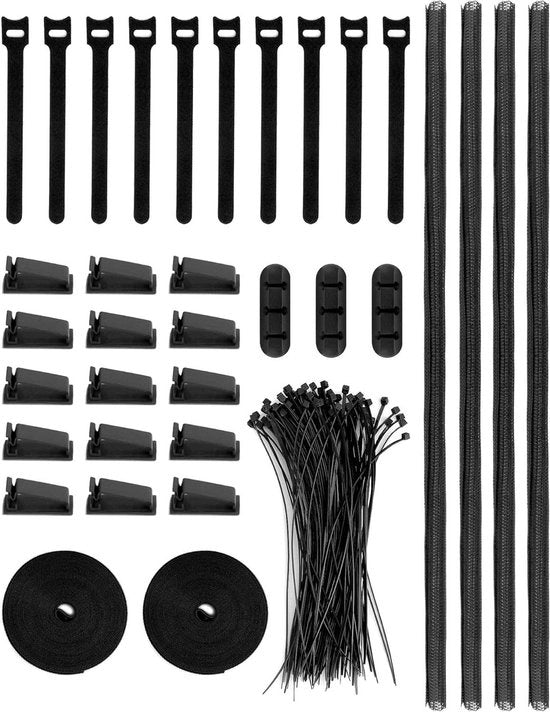 Kit di Gestione dei Cavi con 134 pezzi - Cavi di Accoppiamento e Cavi di Fissaggio - Utile per Casa o Ufficio.
