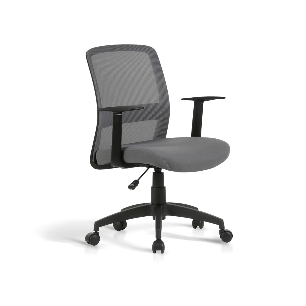 Sedia studio Hispanohogar regolabile in altezza tessuto grigio 94x61x59