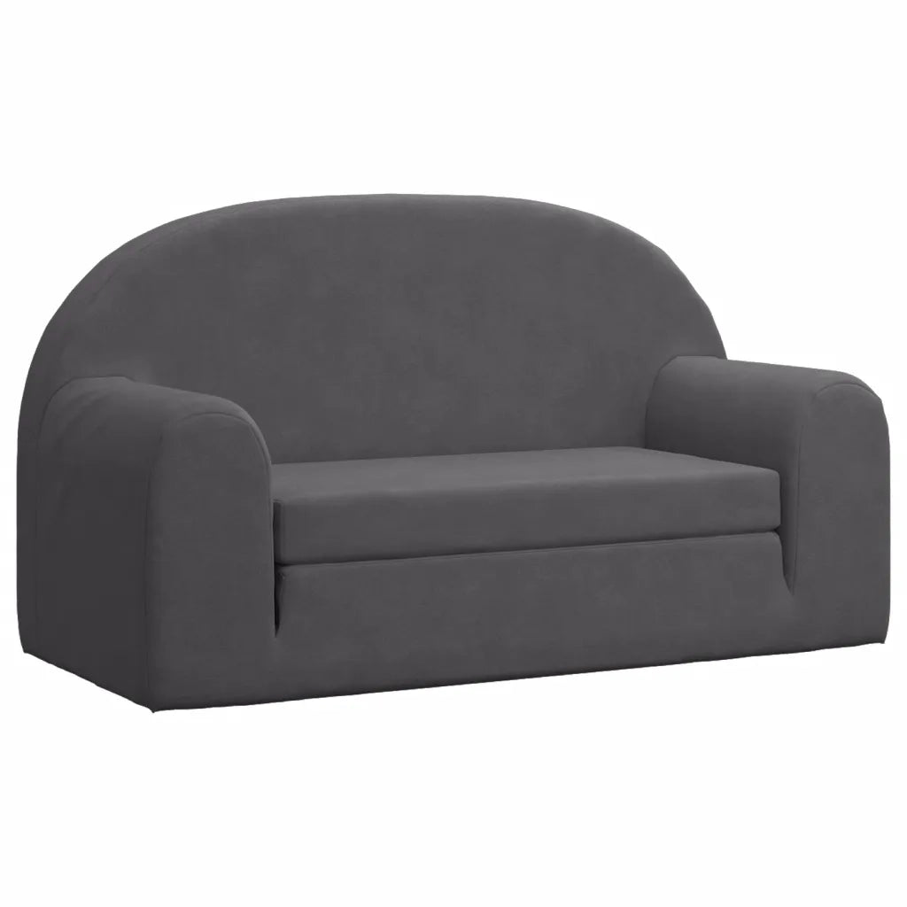 Divano letto | Sof¨¤ letto | Letto singolo per Bambini a 2 Posti Antracite in Morbido Peluche