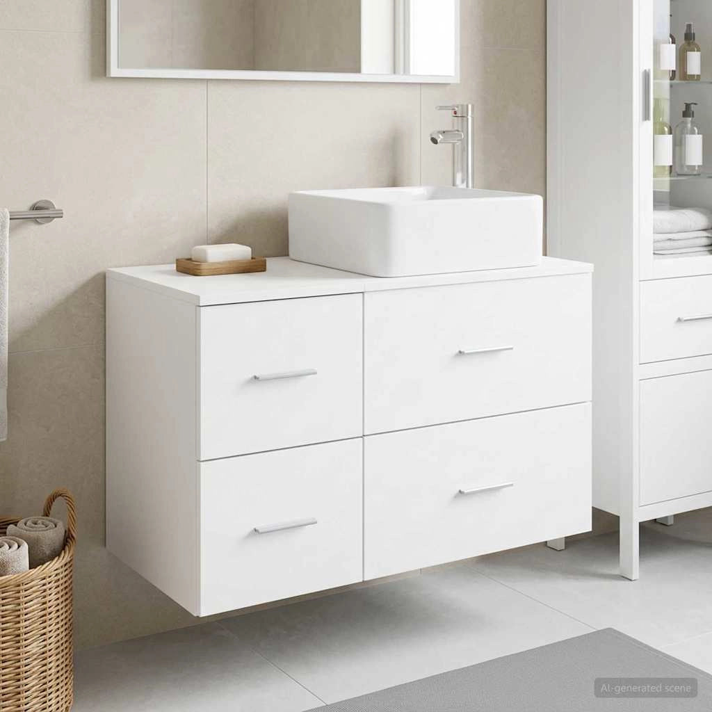 Set di mobili per il bagno 2 pz Bianco Legno ingegnerizzato 3403960