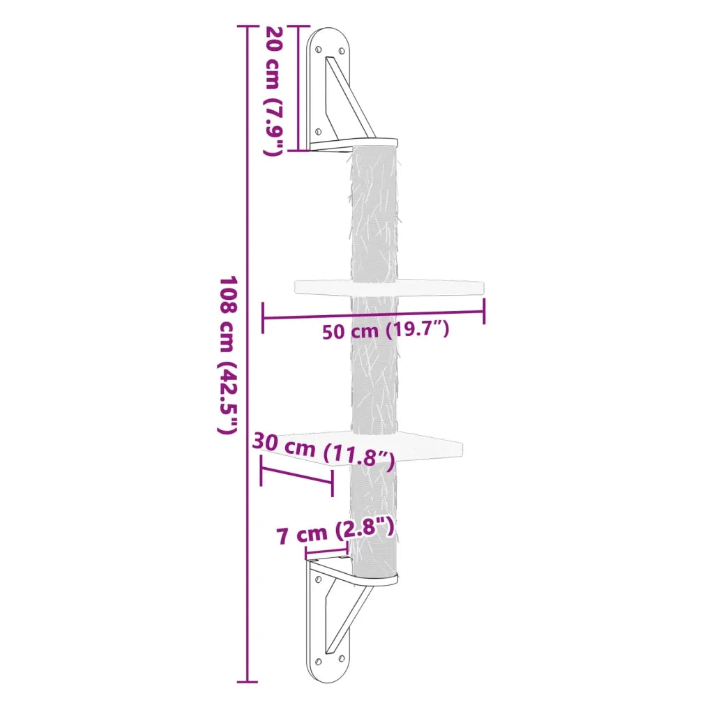 vidaXL Albero per Gatti con Tiragraffi a Parete Grigio Scuro 108 cm