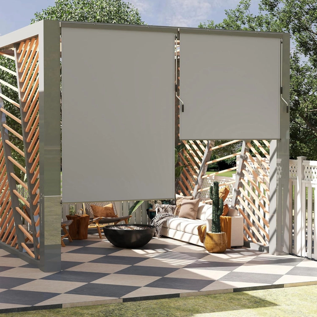 Tenda verticale per esterni, 180 x 250 cm, resistente alle intemperie, per esterni, con manovella, tenda avvolgibile per balcone, larghezza 180 cm, protezione balcone