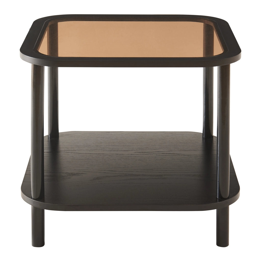 Tavolino Latama a Piano Quadrato in Vetro Fumé Bronzo - Nero [en.casa]