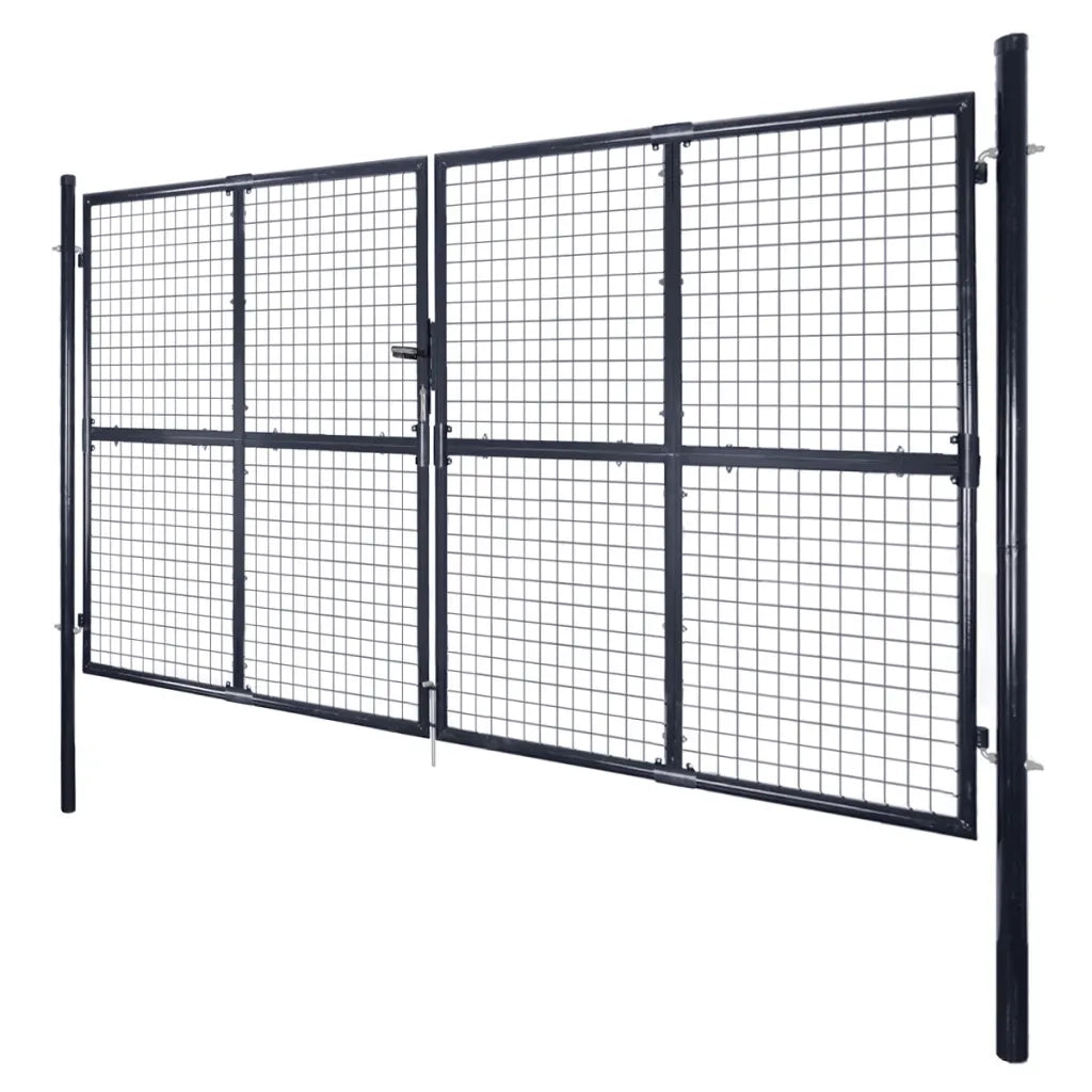 Cancello da Giardino in Rete di Acciaio Zincato 300x150 cm Grigio 143365