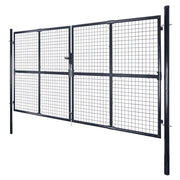 Cancello da Giardino in Rete di Acciaio Zincato 300x150 cm Grigio 143365