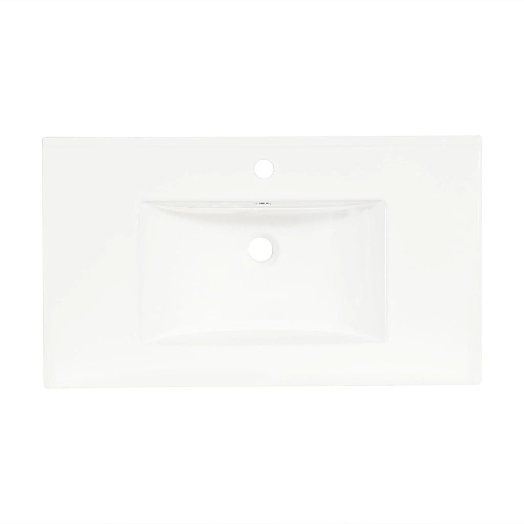 Mobile da bagno con 3 cassetti e 2 ante; lavabo in ceramica - per bagno - 81x47x90 cm - naturale