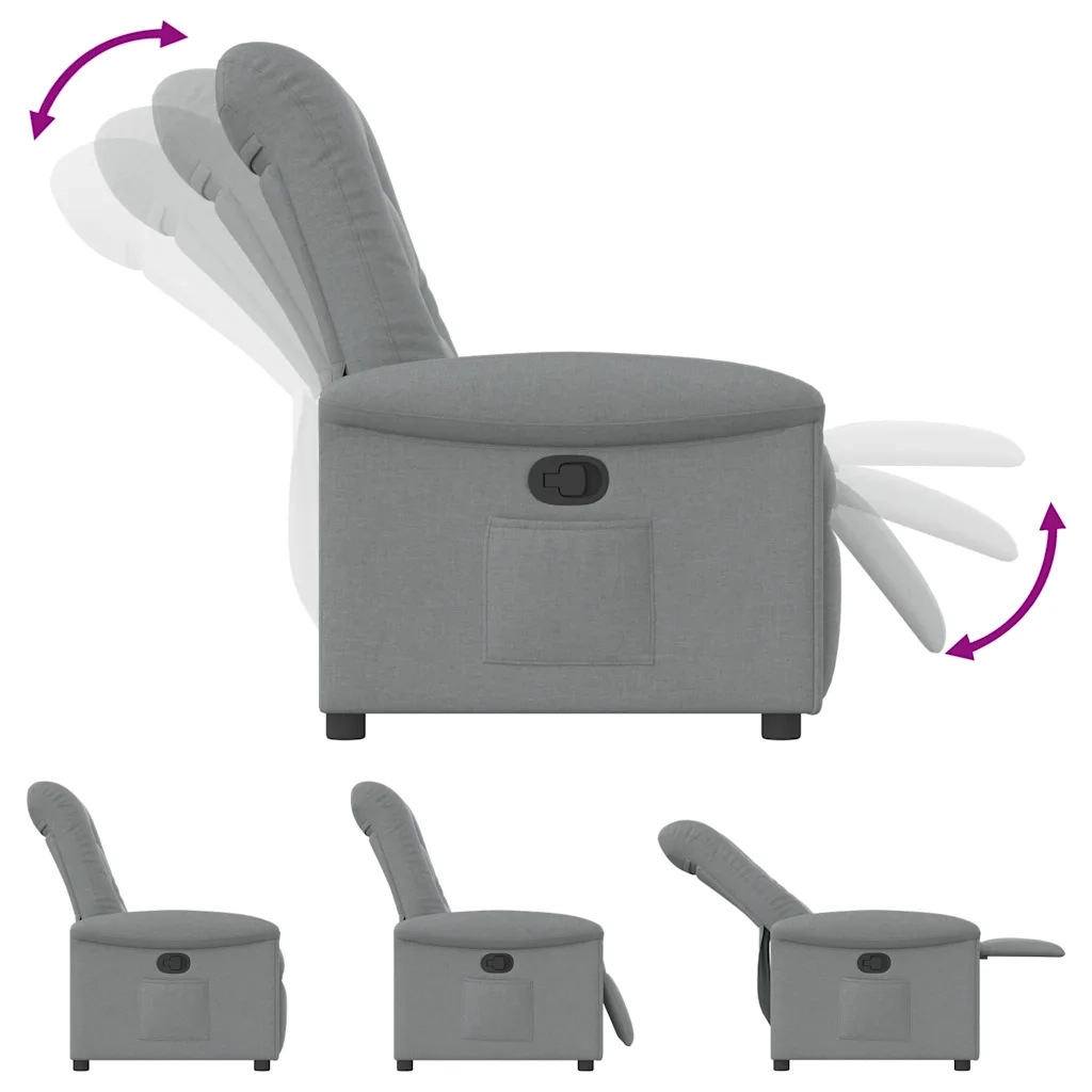 Divano Sedia-Poltrona Reclinabile in Tessuto Grigio Chiaro 545316