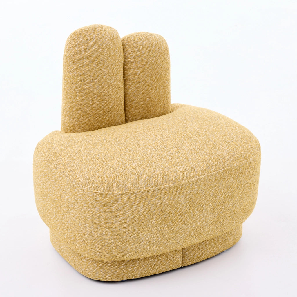 Fauteuil pouf a forma di coniglio con orecchie in tessuto imbottito per cameretta giallo 56 × 43,5 × 57 cm