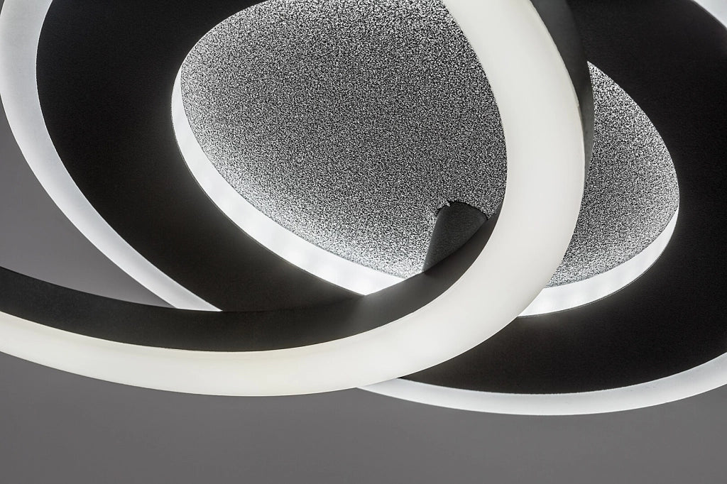 Lampada soffitto LED integrato Lureo 3 anelli nera Rabalux