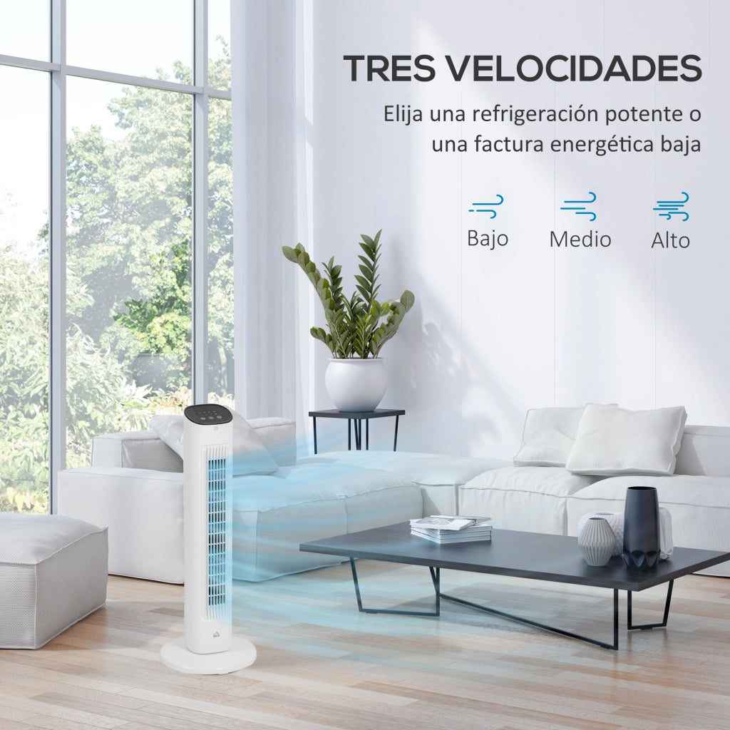 Ventilatore a Torre 50W ¨C zephmum ¨C Bianco 30x30x78 cm