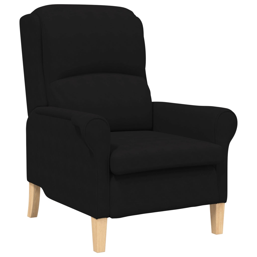 Poltrona Nera Nera Rivestimento in tessuto con gambe in legno