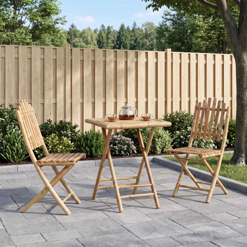 Set da pranzo da giardino pieghevole 3 pz Naturale Bambù 3468662