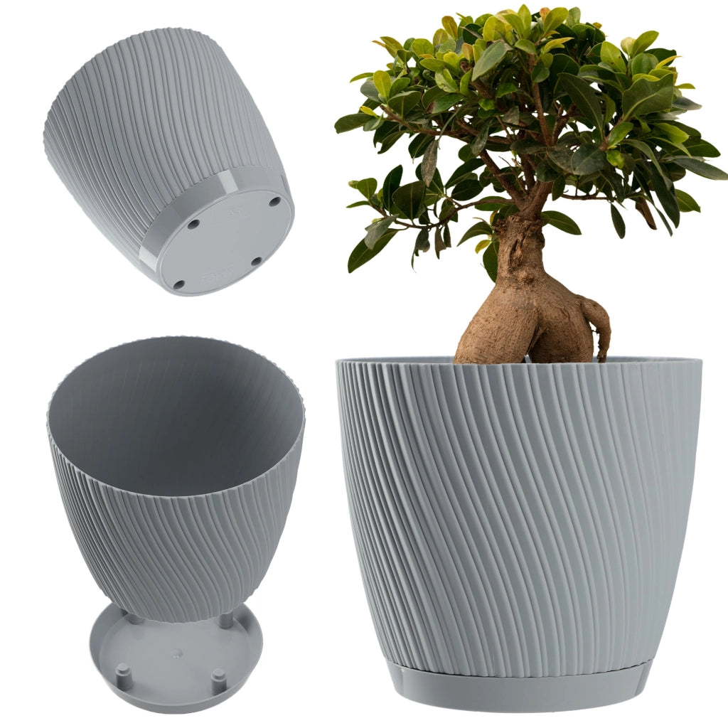 Vaso da fiori KADAX con supporto, coperchio, ciotola rotonda, 13 cm, grigio