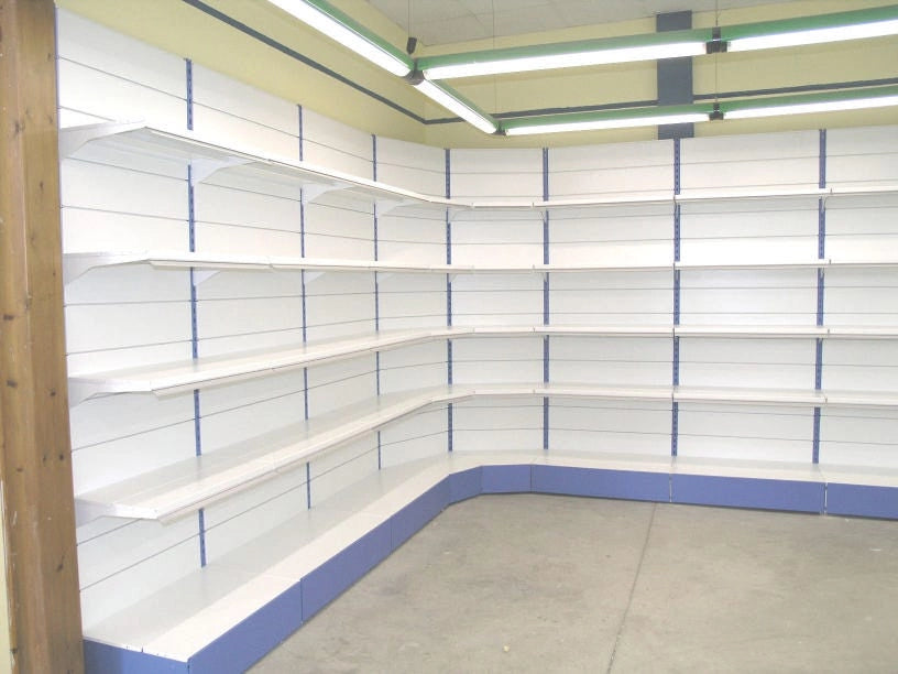 Arredo a negozio a parete scaffalatura metallica cm. 80x60x300h