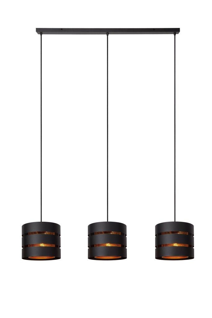 Lampada sospesa tripla moderna nero/oro Lucide Rosas 3xE27