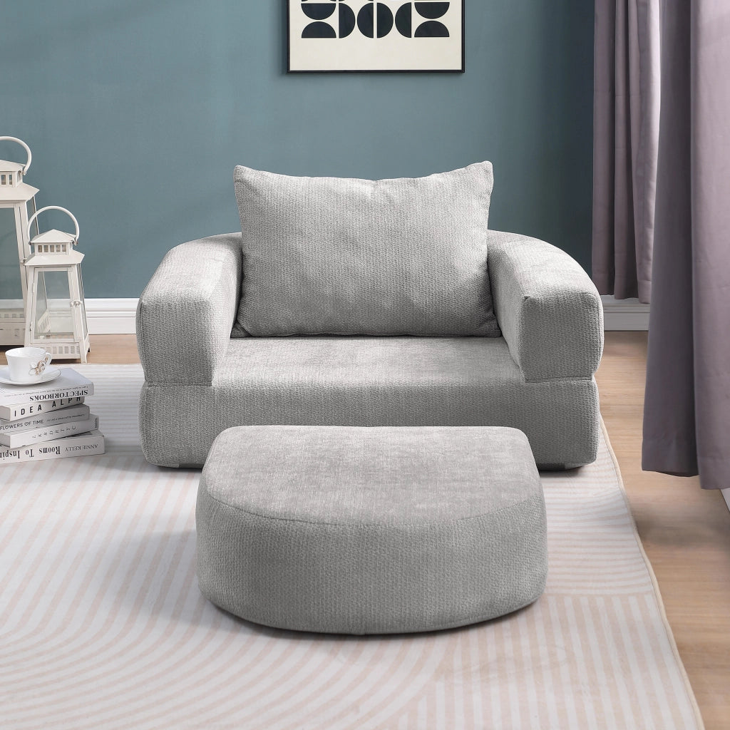 DIVANO MODULARE SEZIONALE, stile minimal, grigio chiaro, in ciniglia