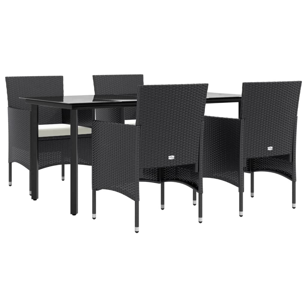 Set da pranzo da esterno nero da 5 pezzi con cuscini 02_0014163