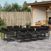 Set da Pranzo da Giardino 13pz con Cuscini Nero in Polyrattan 3211399
