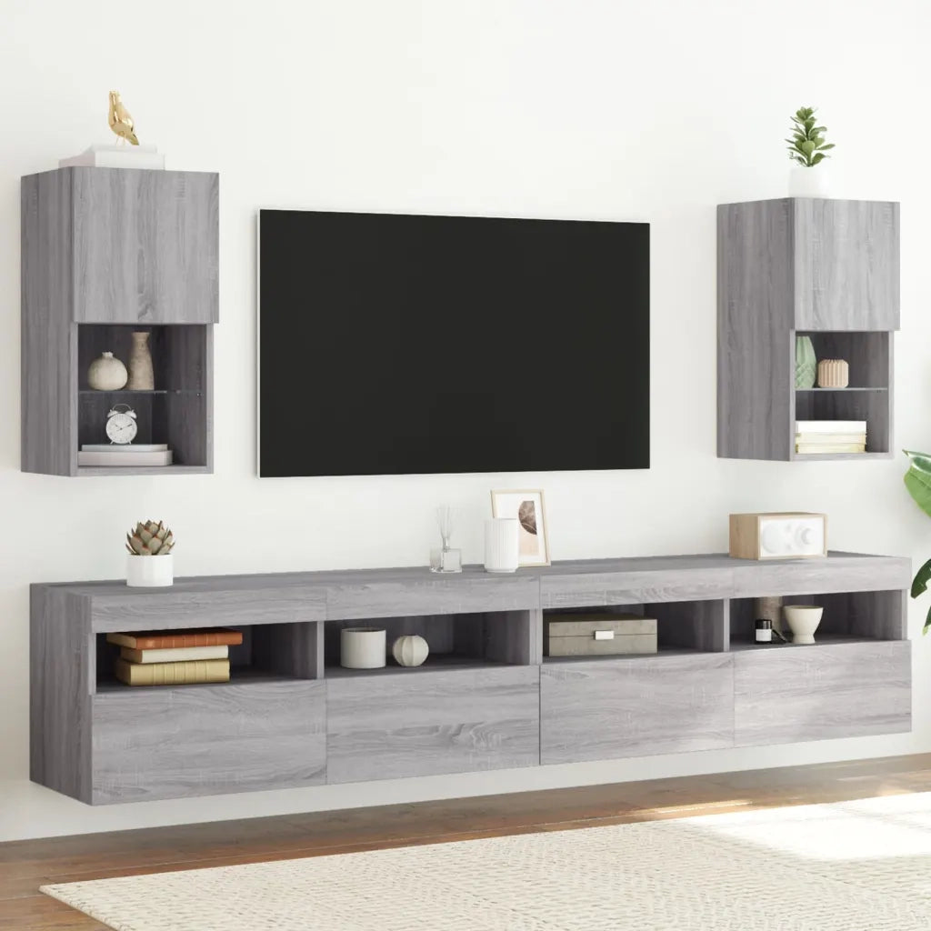 Mobili TV con Luci LED 2pz Grigio Sonoma 30,5x30x60 cm 836998