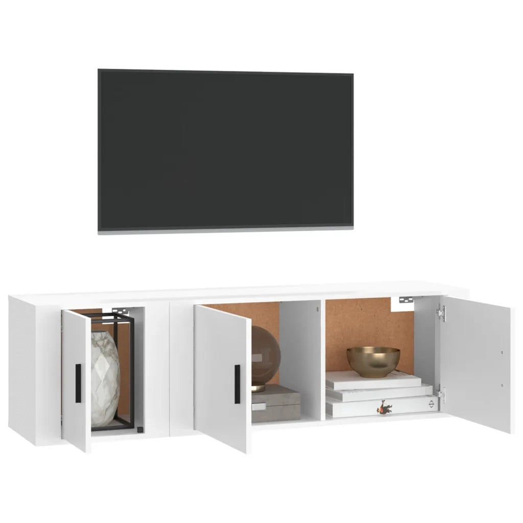 Set di Mobili Porta TV 2 pz | Armadietto TV | Mobile Porta TV Bianco in Legno Multistrato