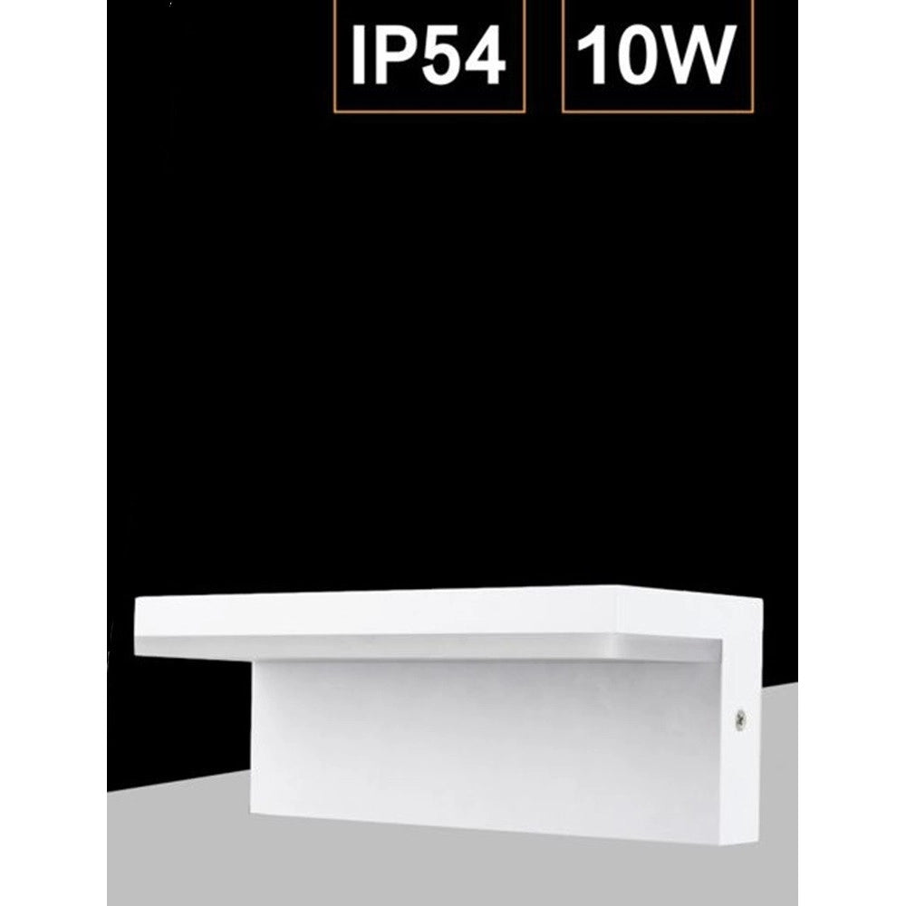 Trade Shop - Applique A Led 10 Watt Lampada Da Parete Per Balconi Giardino Ip54 Cct Switch B82-3c - Bianco