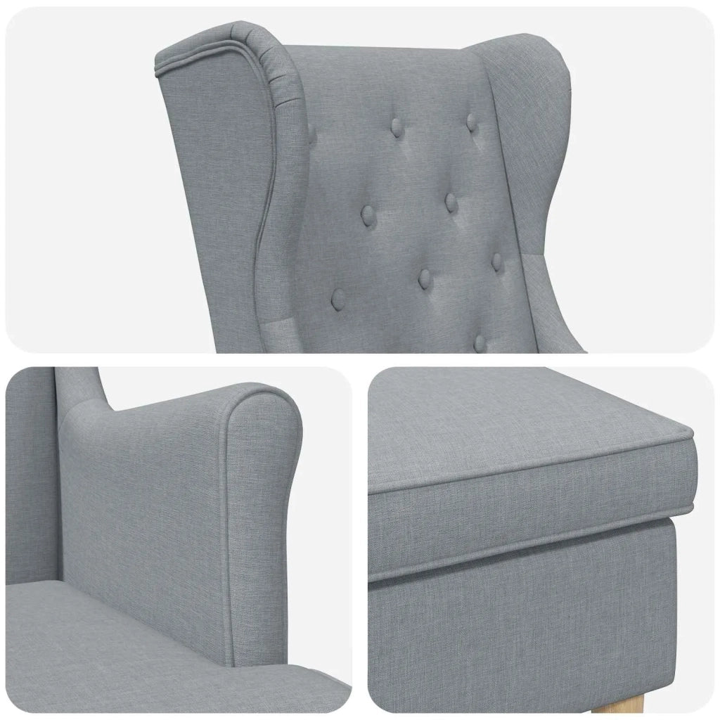 Poltrona con Ottomano 2 pz Grigio Chiaro Tessuto 3418806