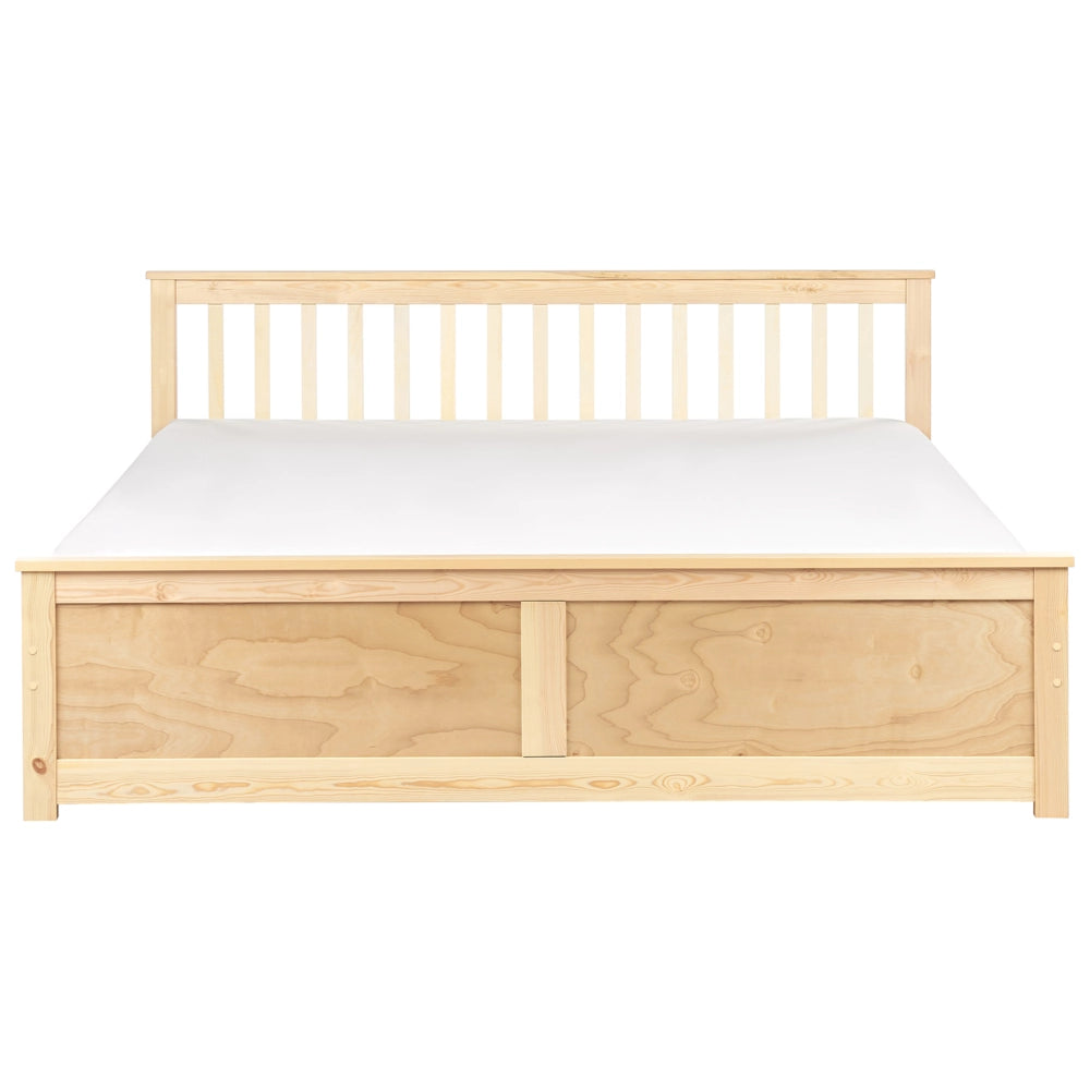 Letto matrimoniale in legno di Pino chiaro con Rete a Doghe 180 x 200 cm stile minimalista