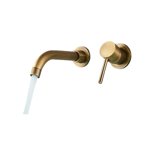 NAVIS | Rubinetteria da bagno montaggio a parete Ottone spazzolato in 2 parti | Miscelatore semplice in acciaio inox rubinetto per hotel  gastronomia