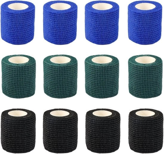 Tape per Tattoo 12 Rulli - 5 cm x 4,5 m - Adesivo Coerente - Accessori per Tattoo Temporaneo - Striscia Antiscivolo - Materiale Resistente