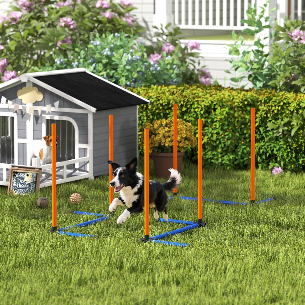 Set Agility per Cani 3 Pezzi con Stanghe Slalom e Borsa ¨C Zephmum ¨C Arancione