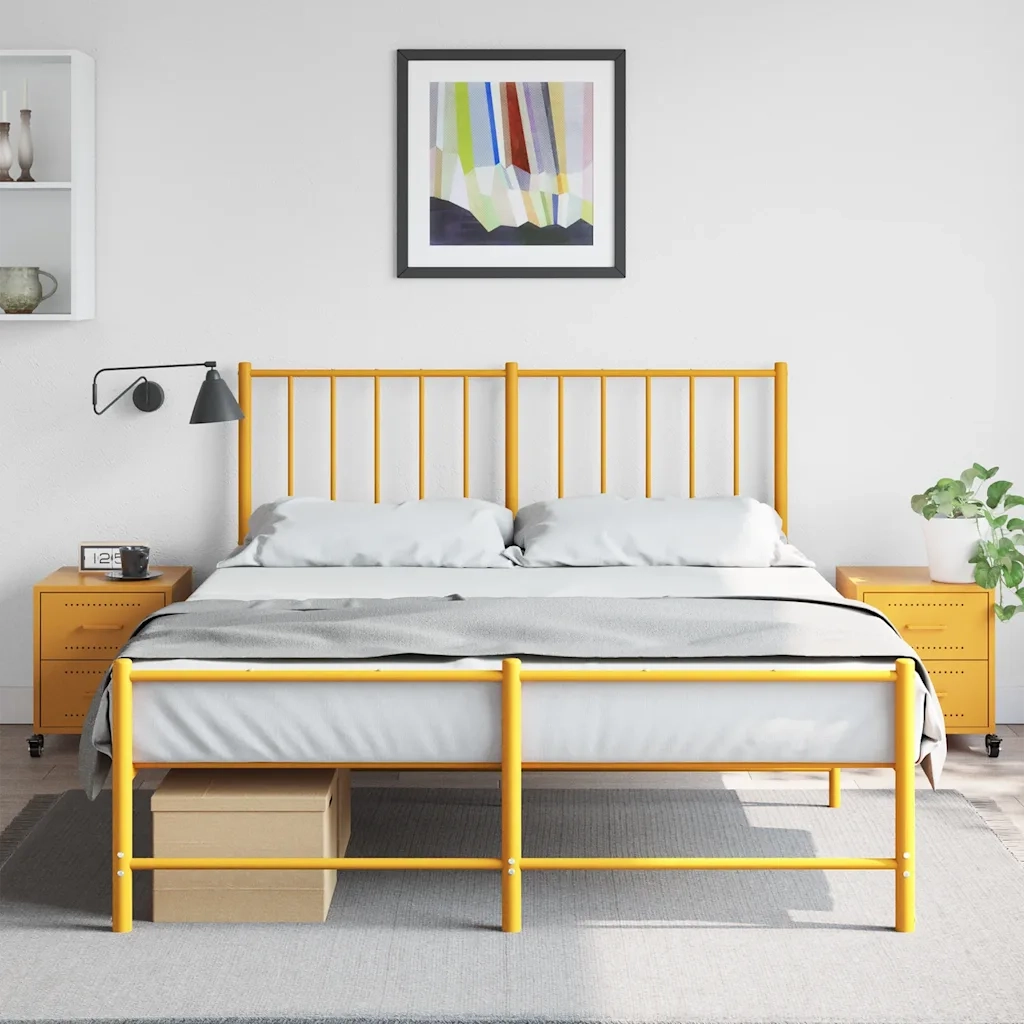 Comodini 2 pz-Set di 2 Tavolino da notte Giallo Senape 36x39x43,5 cm in Acciaio 525106