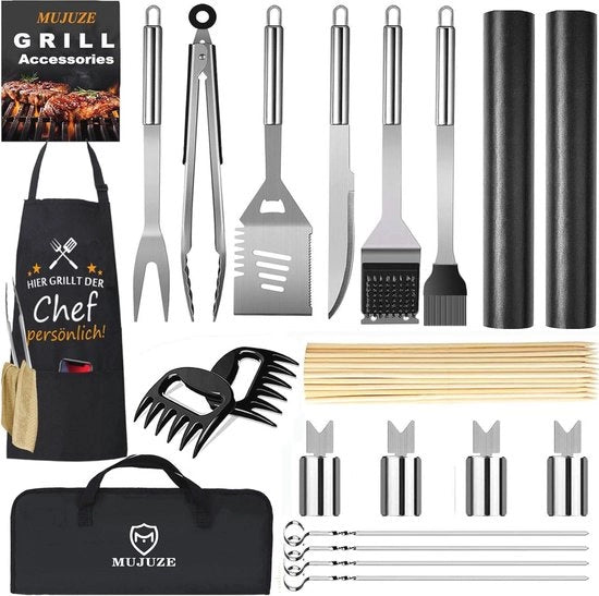 Set di Accessori per Barbecue - Attrezzatura Grill Professionale per Campeggio e Giardino