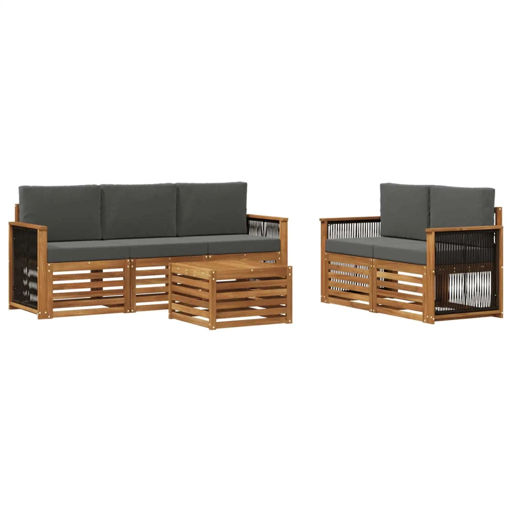 Set divani con cuscino 6 pcs Legno di Acacia Massello