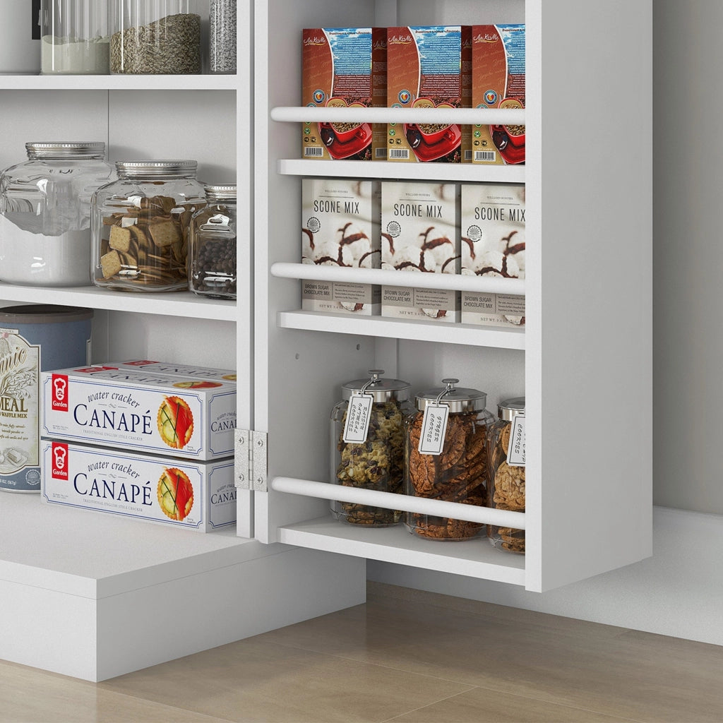 Armadio da Cucina con 5 Ripiani Centrali e 2 Ripiani Laterali a 6 Livelli 60x30x104 cm in MDF Bianco
