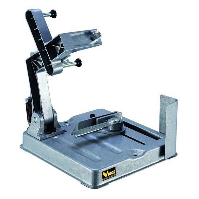 Vigor 5165010 Supporto Universale per Smerigliatrice 230 mm con Braccio a Molla di Ritorno Base in Acciaio 30x30 cm Struttura in Alluminio Apertura Morsetto 9,5 cm colore Nero